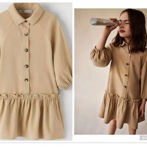 Zara Girls Black Poet Smock Shirt Dress NWT sz 11/12